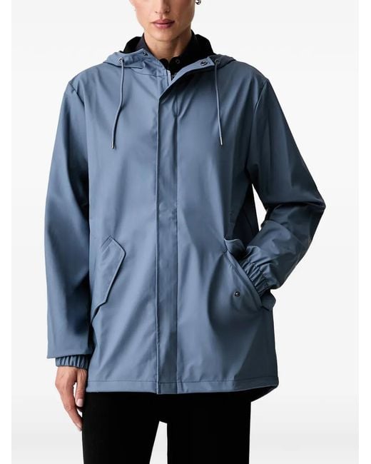 Rains Blue Hooded Fishtail Coats