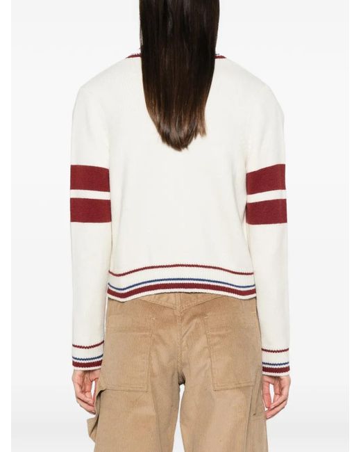 Off-White c/o Virgil Abloh Natural Striped-Trim Cropped Cardigan