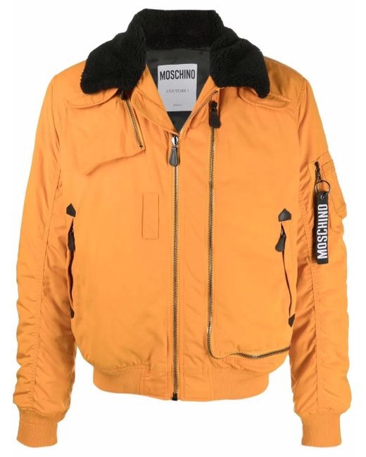 Moschino Orange Logo-keyring Bomber Jacket for men