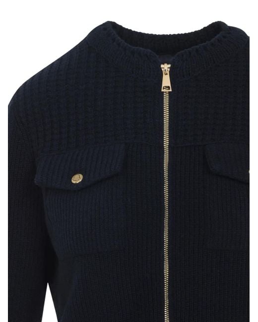 Moncler Black Ribbed Zip-Front Fitted Jacket