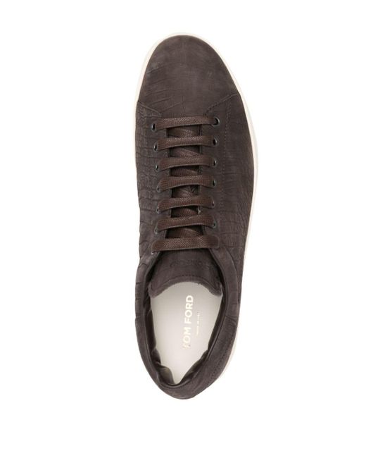 Tom Ford Brown Warwick Crocodile-embossed Sneakers - Men's - Calf Leather/fabric/rubber for men