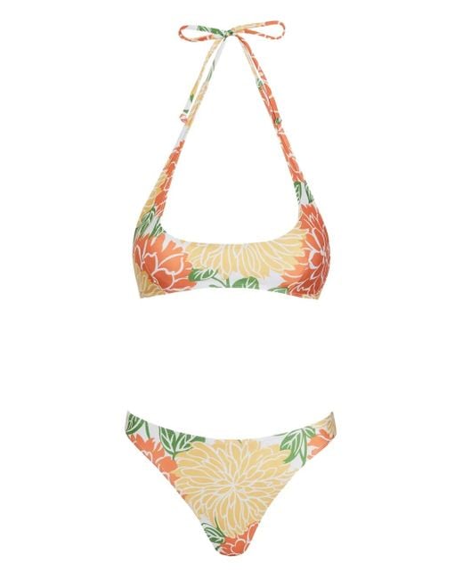 Faithfull The Brand Metallic Floral-Print Bikini