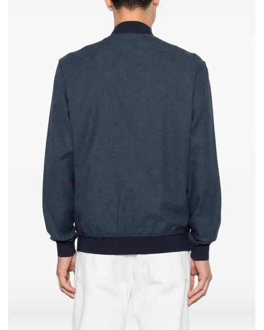 Kiton Blue Zip-Up Bomber Jacket for men