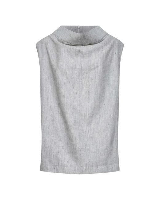 BATAKOVIC Belgrade Gray Herringbone-Pattern Sleeveless Top