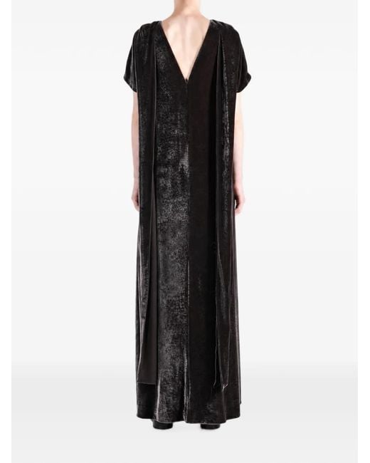 Cortana Black Iris Velvet V-Neck Maxi Dress