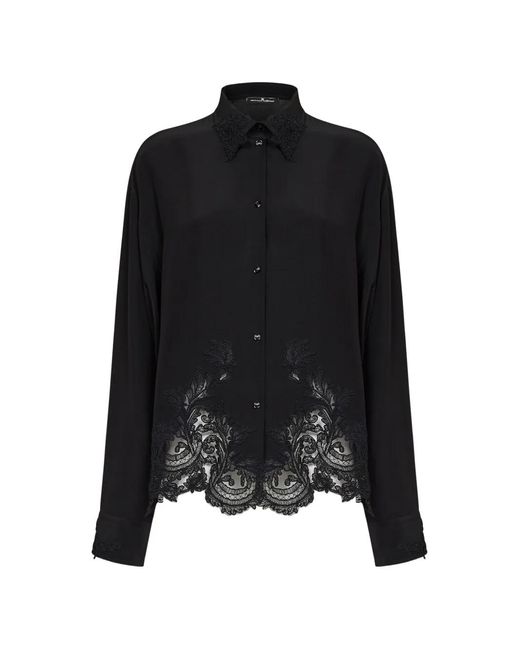 Ermanno Scervino Black Lace-Detail Buttoned Shirt