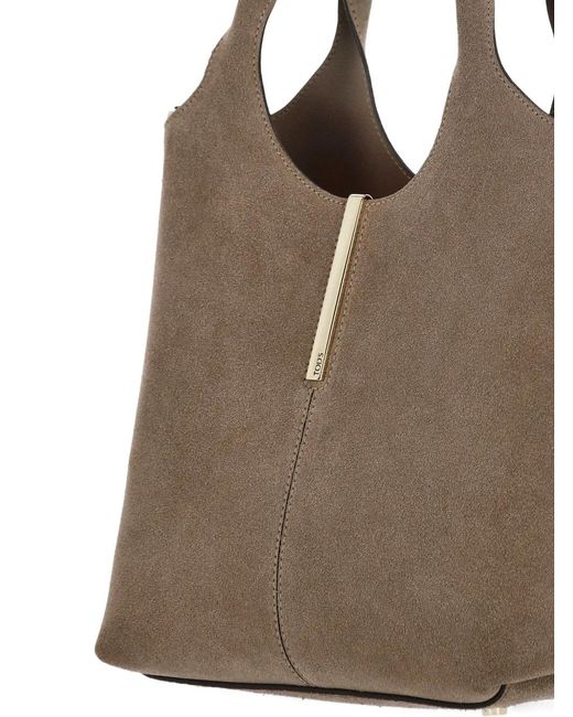 Tod's Brown Round Handle Tote Bag
