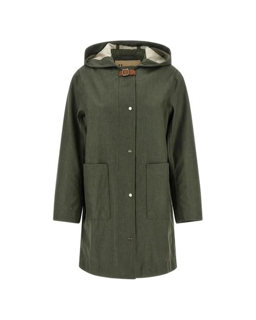 Herno Green Linen Wool Silk Parka