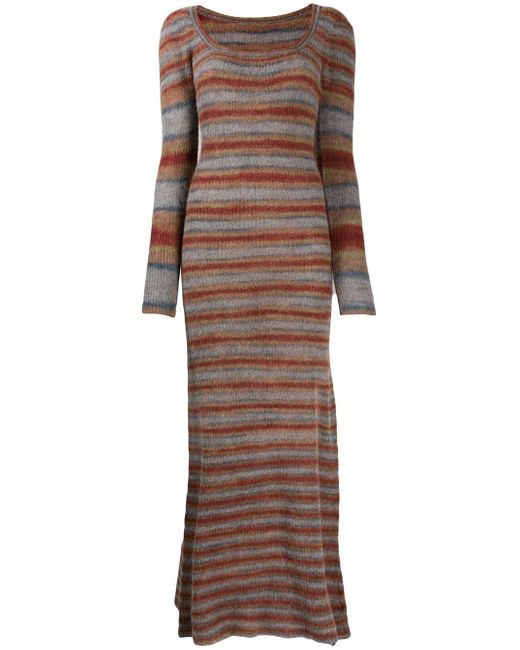 Jacquemus Red Knitted Striped Dress