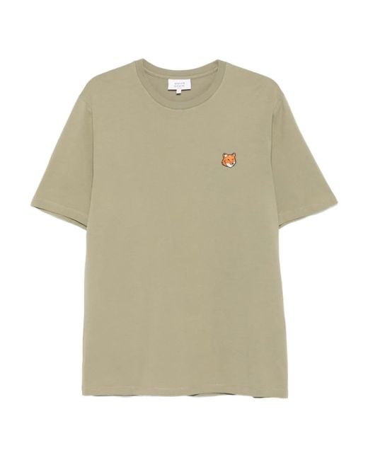 Maison Kitsuné Natural Maison Kitsun㉠Fox-Head Embroidered T-Shirt for men