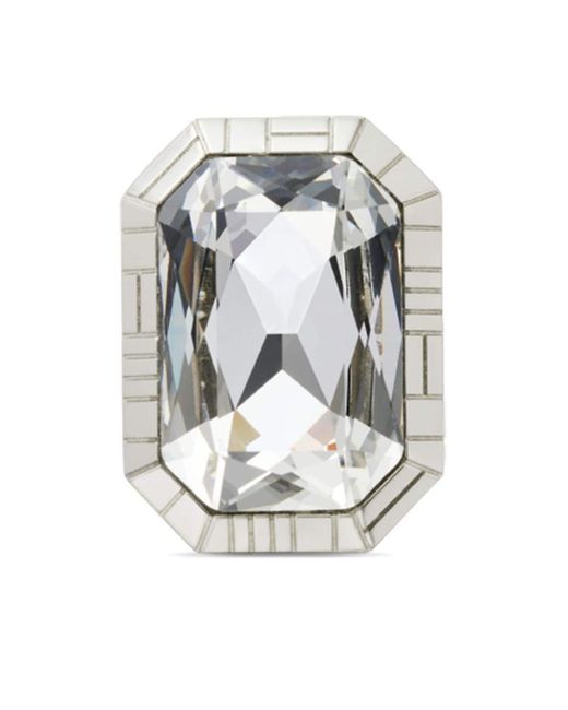 Versace Gray Greca Quilting Ring mit Kristallverzierung