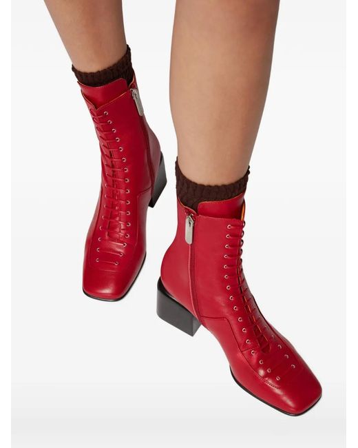 LILI CURIA Red Jules Lace-Up Jules Boots