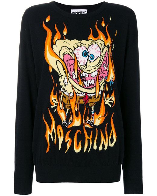 Moschino Black Embroidered Spongebob Sweater