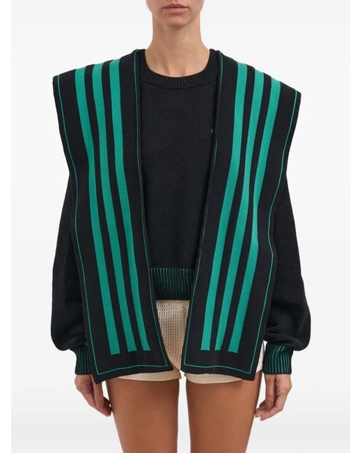 Adidas Green Striped Hooded Sweater