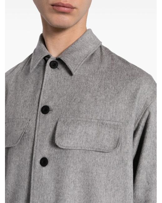 Kiton Gray Felted Cashmere-blend Shirt for men