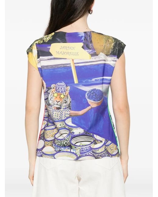 The Artistylist Blue Jarden Scuba Graphic-Print Top