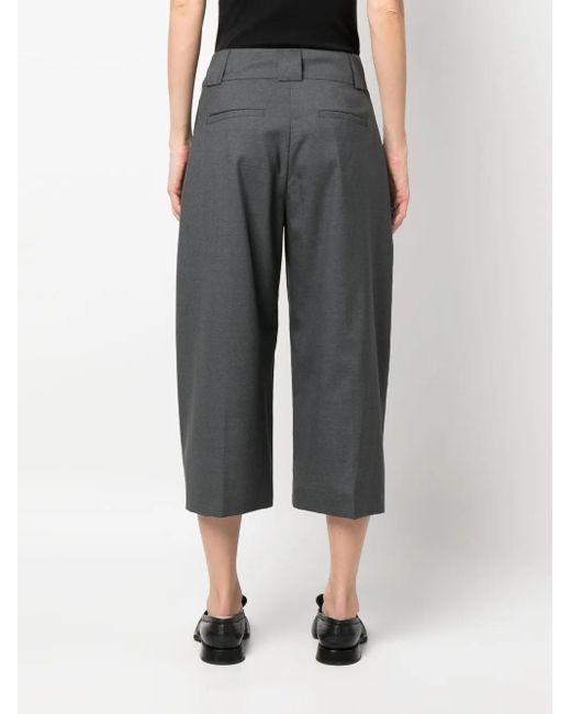 Fabiana Filippi Gray Pressed-Crease Wool Cropped Trousers