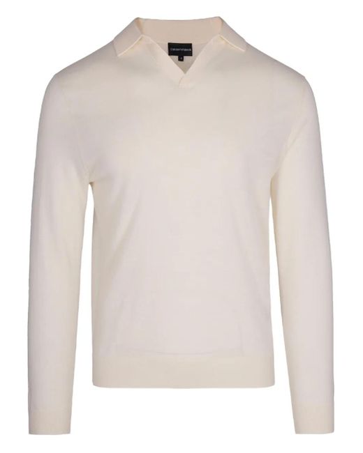 Emporio Armani White Polo-Neck Wool Sweater for men
