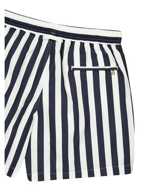 Orlebar Brown Black Boxer Stripe-Pattern Swim Shorts for men