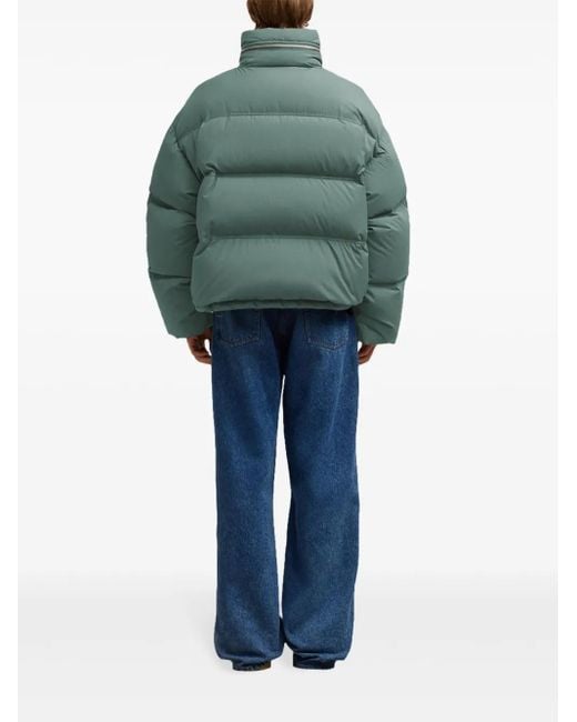 AMI Green Cropped Puffer Jacket With High Stand Collar for men