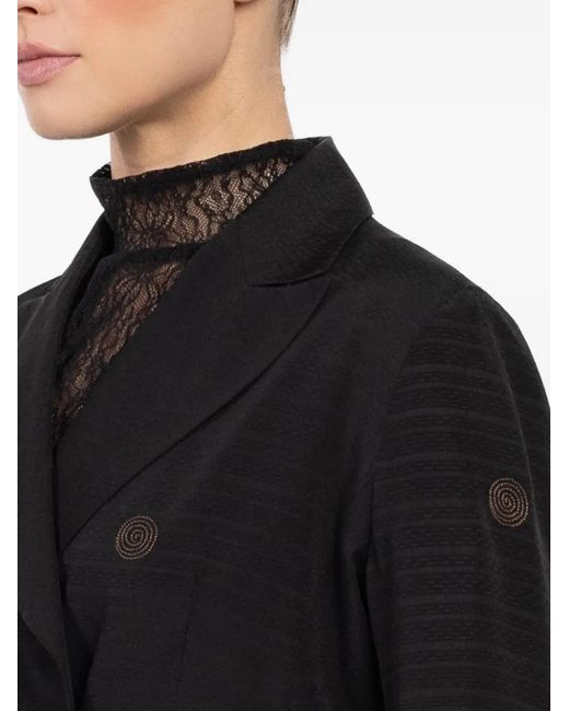 Ibrigu Black Button Double-Breasted Jacket