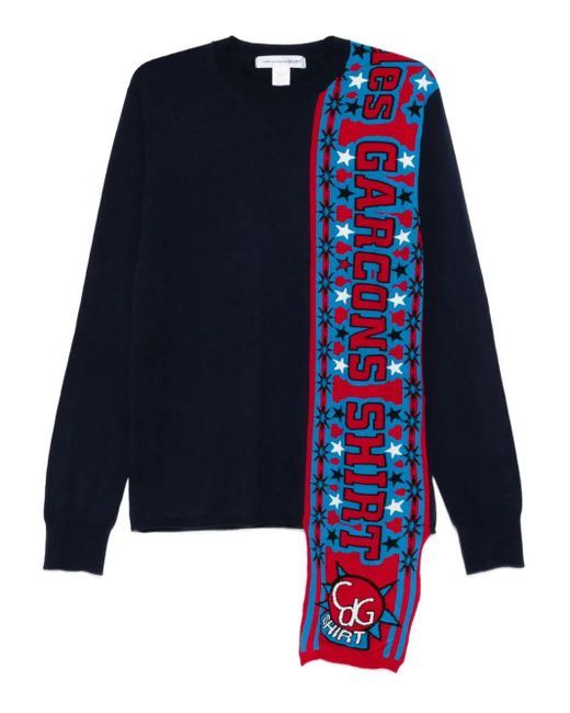 メンズ Comme des Garçons スカーフディテール セーター Blue