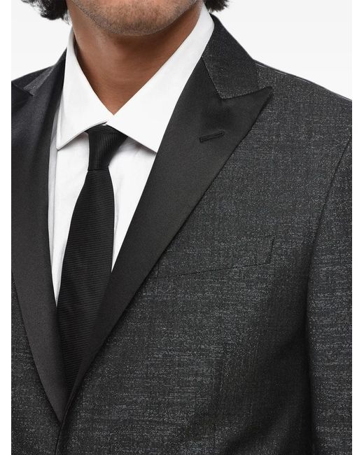 Corneliani Black Satin-Lapel Blazer for men