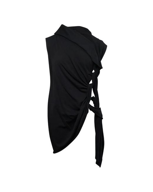 Yohji Yamamoto Black Braided Sleeveless Blouse