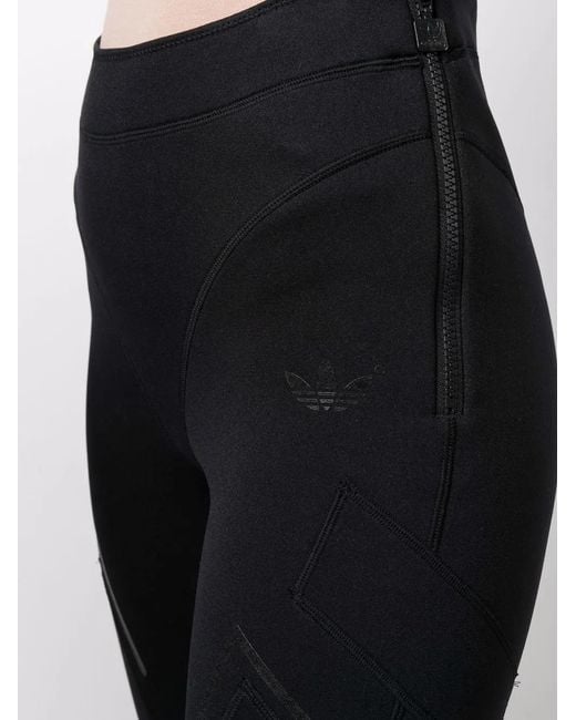 Adidas Black Logo-Print Side-Zip Leggings