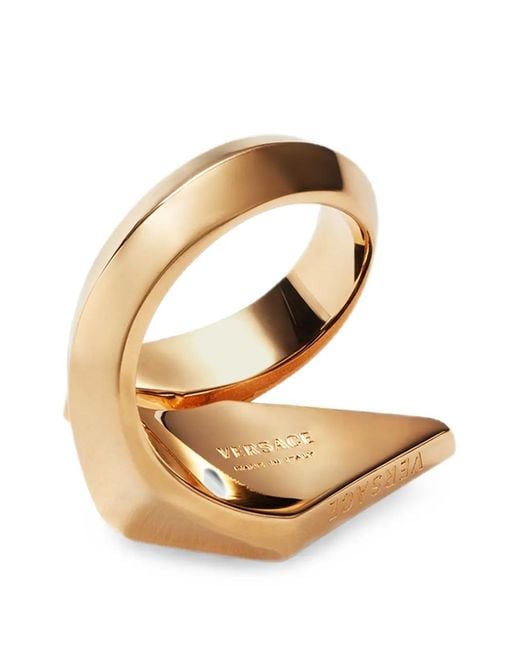 Versace Metallic Blade Ring Mit Kristallen
