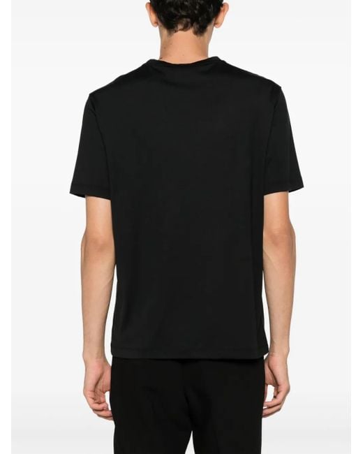 Emporio Armani Black Logo-Embroidered Crew-Neck T-Shirt for men