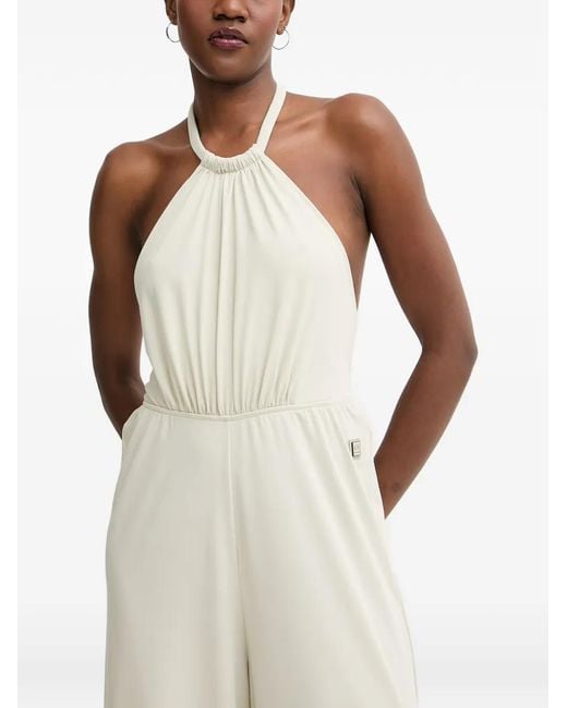 ARMANI EXCHANGE White Sleeveless Halterneck Jumpsuit