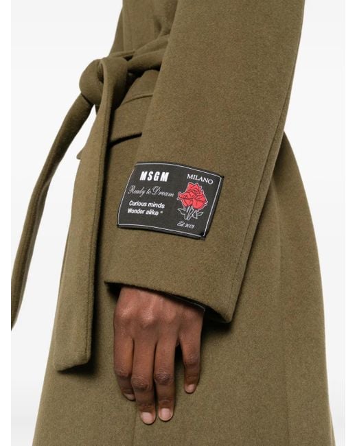MSGM Green Belted Double-Breasted Coat