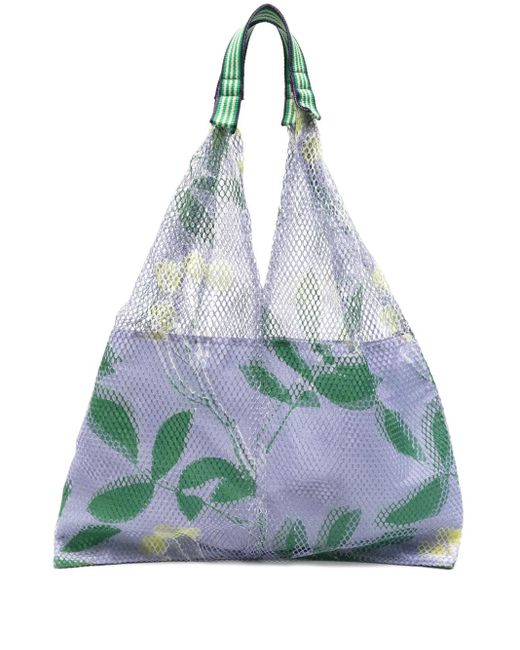 Epice Blue Floral-print Mesh Tote Bag