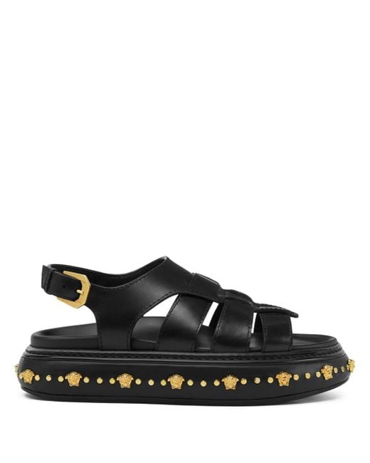 Versace Black Studded Stack Sandals for men