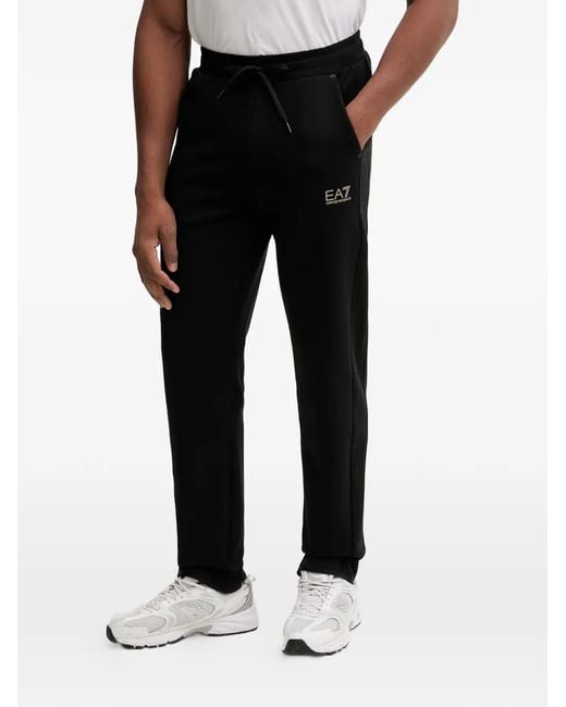 EA7 Black Logo-Print Zip-Up Sweatshirt for men