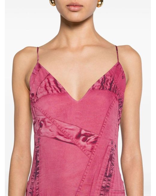 Blumarine Pink Cargo-print Chiffon Gown
