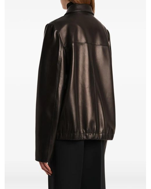 Khaite Black Jackson Zip-Up Leather Jacket