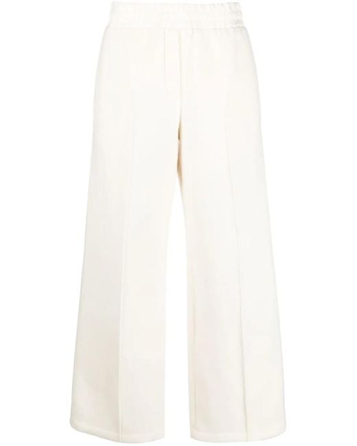Jil Sander White Virgin-Wool Elasticated-Waist Trousers