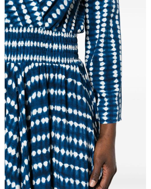 Robe asymétrique à motif abstrait Maje en coloris Blue