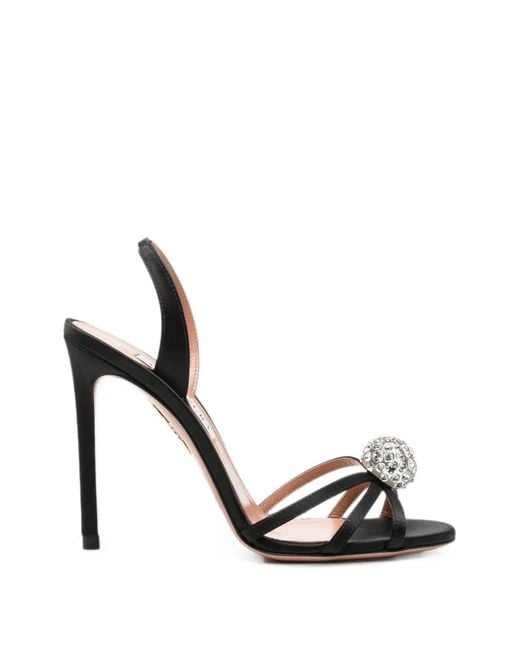 Aquazzura Black Crystal Bubble Slingback Sandals