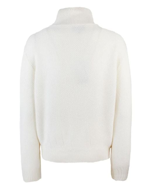 A.P.C. White Thea Cable-Knit Button Sweater