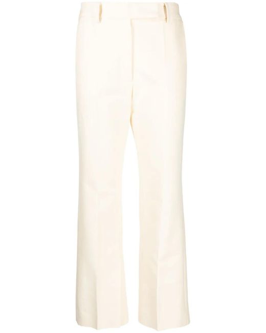 GOODIOUS White Straight-Leg Tailored Trousers