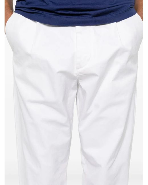 DSquared² White Pleated Cotton Trousers for men