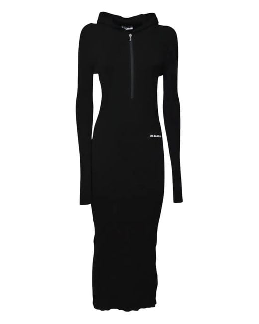 Jil Sander Black Ribbed-Knit Dress