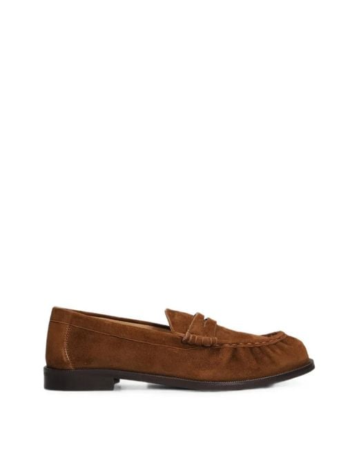 Julie Dee Brown Suede Penny Loafers