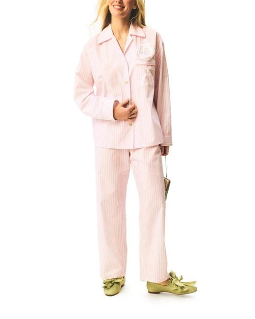 Sleeper Pink Rose Striped Pajama Set