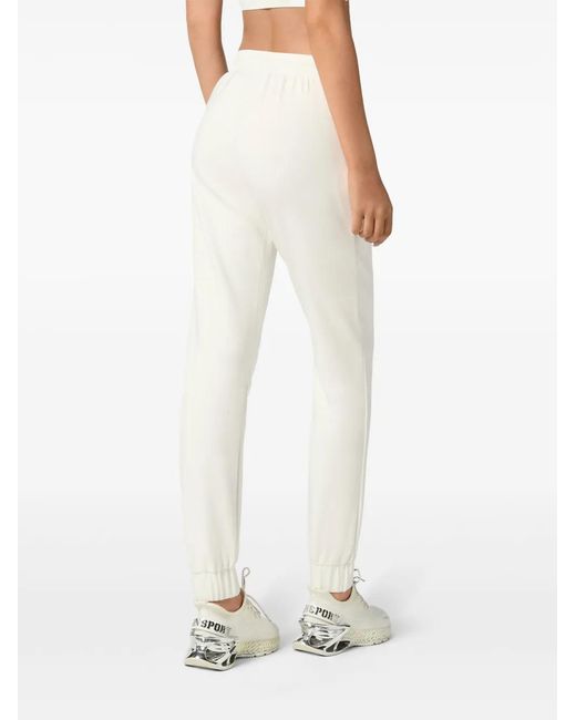 Philipp Plein White Logo-Print Track Pants