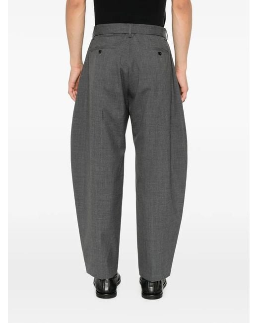Sacai Gray Belted Pleated Trousers for men