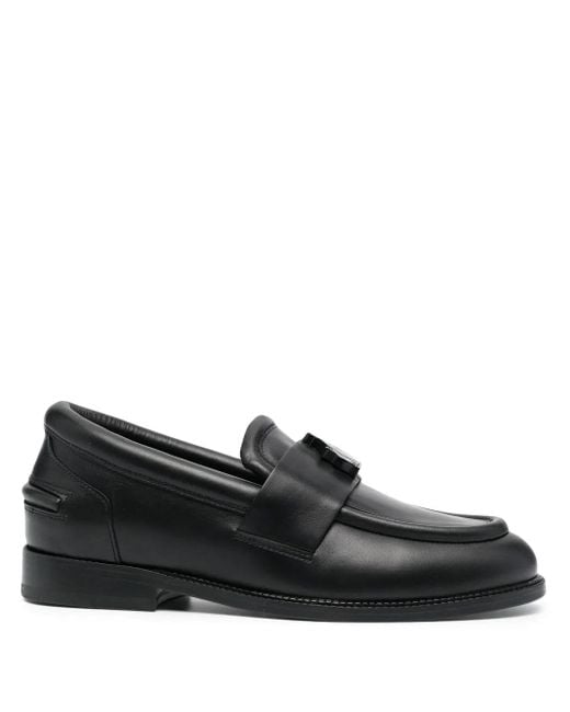 Lanvin Black Logo Slip-On Loafers